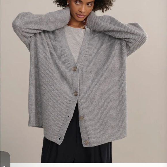 Jenni kayne cashmere oversized cocoon cardigan 100% cashmere gray S - Picture 4 of 10